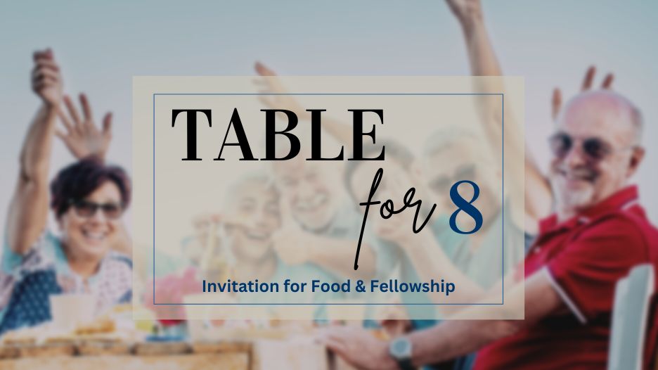 Table for 8 - Fall 2026

Looking to meet more people or make new friends at MPC? Join Table for 8 for food and fellowship.

Click here for details!
